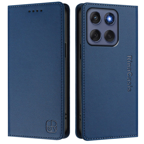 For Motorola Edge 60 5G / 60 Fusion 5G Leather Case RINACASIS RC01 Phone Cover with RFID Blocking Wallet Stand