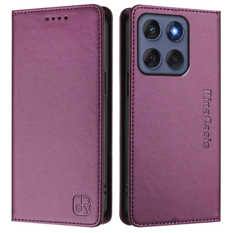 For Motorola Edge 60 5G / 60 Fusion 5G Leather Case RINACASIS RC01 Phone Cover with RFID Blocking Wallet Stand
