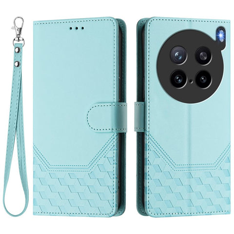 For vivo X200s 5G Case Imprinted Honeycomb RFID Blocking Leather Phone Cover with Strap