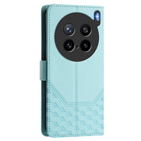 For vivo X200s 5G Case Imprinted Honeycomb RFID Blocking Leather Phone Cover with Strap