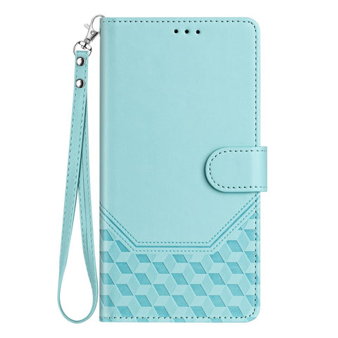 For Motorola Edge 60 5G / 60 Fusion 5G Case Imprinted Honeycomb RFID Blocking Leather Phone Cover with Strap