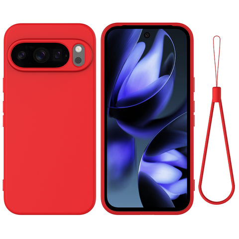 For Google Pixel 10 Pro XL Case Liquid Silicone Phone Back Cover with Hand Strap