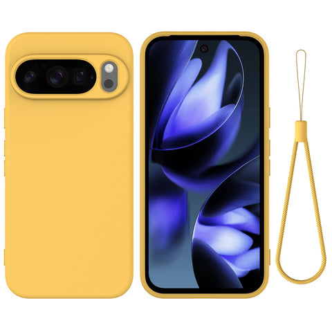 For Google Pixel 10 Pro XL Case Liquid Silicone Phone Back Cover with Hand Strap