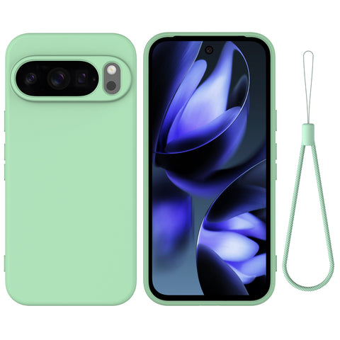For Google Pixel 10 Pro XL Case Liquid Silicone Phone Back Cover with Hand Strap