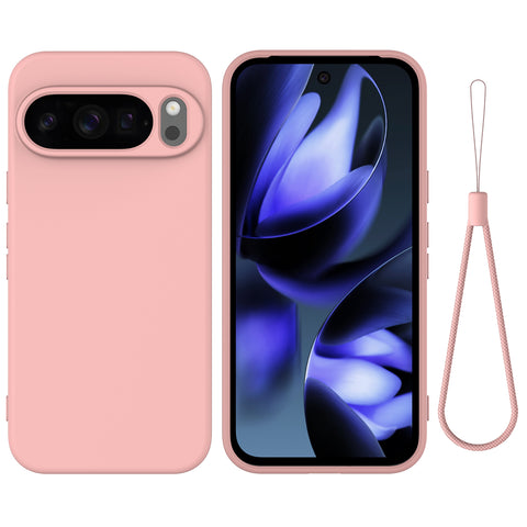 For Google Pixel 10 Pro XL Case Liquid Silicone Phone Back Cover with Hand Strap