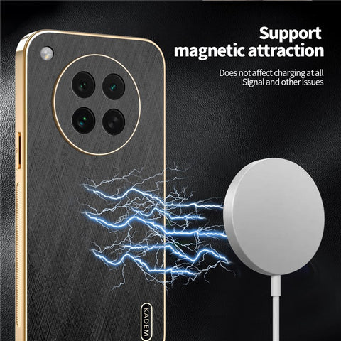 KADEM For Oppo Find X8s 5G Case Electroplating Silk Texture PU + TPU Phone Back Cover