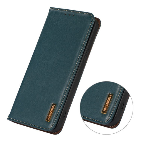 KHAZNEH For Motorola Edge 60 5G / 60 Fusion 5G / 60 Pro 5G Case Wallet Genuine Cow Leather Phone Cover Nappa Texture