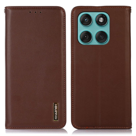 KHAZNEH For Motorola Edge 60 5G / 60 Fusion 5G / 60 Pro 5G Case Wallet Genuine Cow Leather Phone Cover Nappa Texture