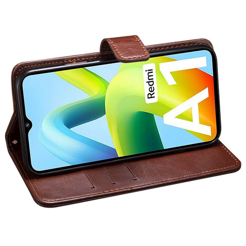 IDEWEI for Xiaomi Redmi A1 4G / A2 4G Full Protection Phone Case Foldable Stand Crazy Horse Textured Cell Phone Cover with Wallet