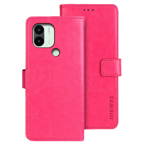 IDEWEI Crazy Horse Textured Phone Case for Xiaomi Redmi A1+ 4G, Anti-scratch Shell PU Leather Magnetic Closure Flip Wallet Cover Stand
