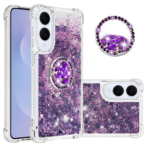For Samsung Galaxy S25 Edge TPU Case with Kickstand Quicksand Shockproof Cover