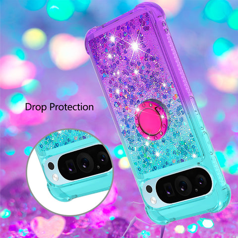 For Google Pixel 10 Pro XL TPU Case with Kickstand Gradiant Quicksand Shockproof Cove