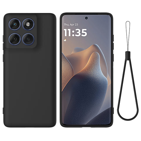 For Motorola Edge 60 5G / 60 Fusion 5G Liquid Silicone Case Phone Back Cover with Hand Strap