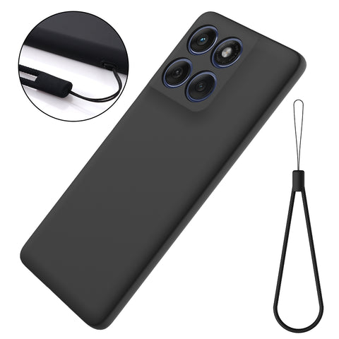 For Motorola Edge 60 5G / 60 Fusion 5G Liquid Silicone Case Phone Back Cover with Hand Strap
