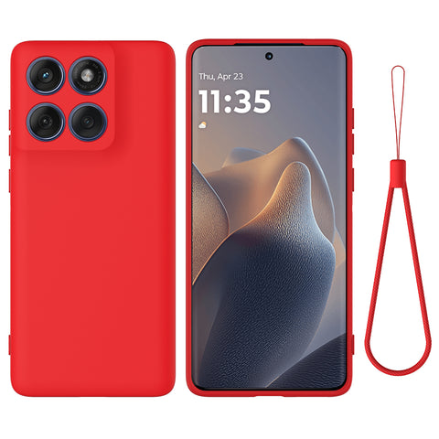 For Motorola Edge 60 5G / 60 Fusion 5G Liquid Silicone Case Phone Back Cover with Hand Strap