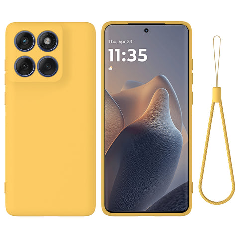 For Motorola Edge 60 5G / 60 Fusion 5G Liquid Silicone Case Phone Back Cover with Hand Strap