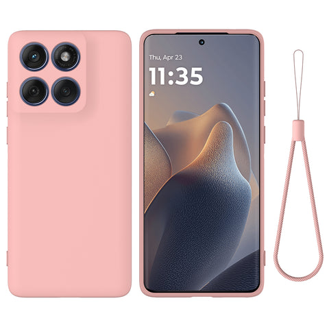 For Motorola Edge 60 5G / 60 Fusion 5G Liquid Silicone Case Phone Back Cover with Hand Strap