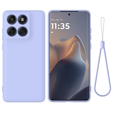 For Motorola Edge 60 5G / 60 Fusion 5G Liquid Silicone Case Phone Back Cover with Hand Strap
