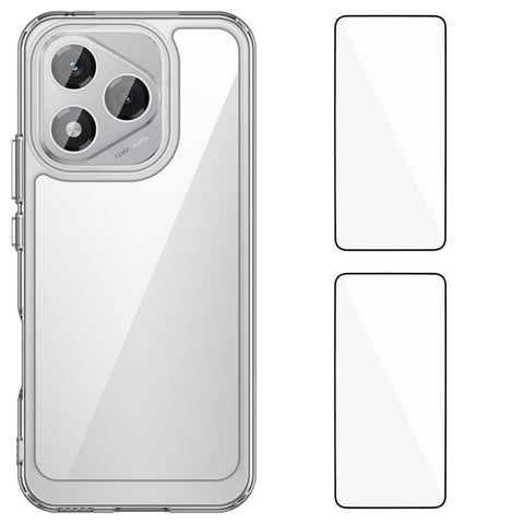 WANLONFENG For Honor 400 Lite 5G Clear Phone Case  MF2 Series TPU Acrylic Cover with 2Pcs Tempered Glass