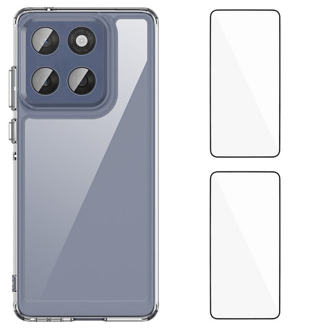 WANLONFENG For Motorola Edge 60 5G Clear Phone Case  MF2 Series Back Cover with 2Pcs Tempered Glass