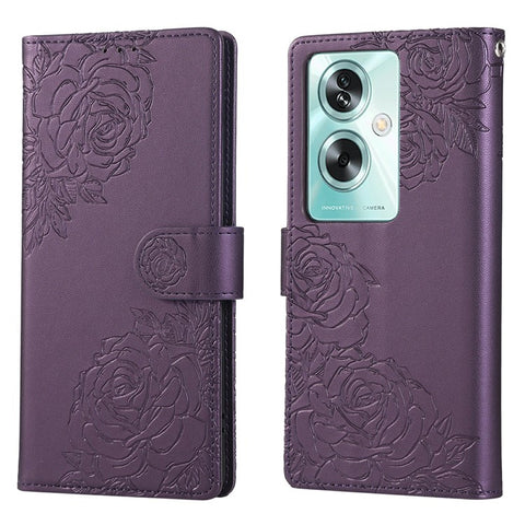 PU Leather Case For Oppo A79 5G  /  A2 5G  /  A1S  /  OnePlus Nord N30 SE 5G Rose Flower Wallet Phone Cover with 3 Card Slot