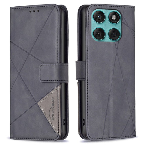 BINFEN COLOR For Motorola Edge 60 5G / 60 Fusion 5G Phone Case Wallet Stand Geometry Imprinted Leather Cover