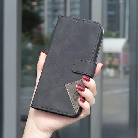 BINFEN COLOR For Motorola Edge 60 5G / 60 Fusion 5G Phone Case Wallet Stand Geometry Imprinted Leather Cover