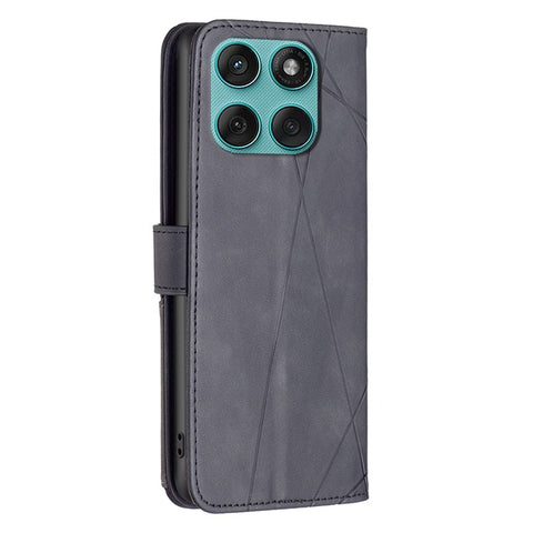 BINFEN COLOR For Motorola Edge 60 5G / 60 Fusion 5G Phone Case Wallet Stand Geometry Imprinted Leather Cover