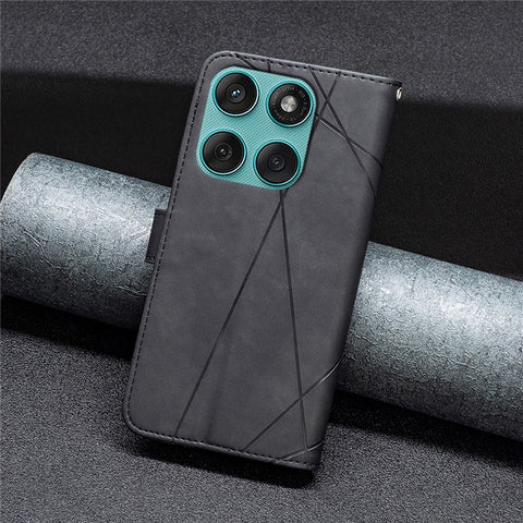BINFEN COLOR For Motorola Edge 60 5G / 60 Fusion 5G Phone Case Wallet Stand Geometry Imprinted Leather Cover