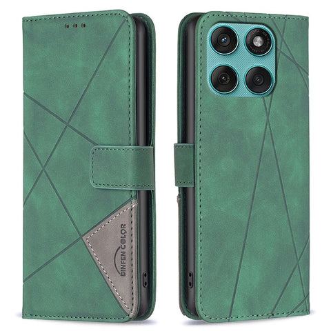 BINFEN COLOR For Motorola Edge 60 5G / 60 Fusion 5G Phone Case Wallet Stand Geometry Imprinted Leather Cover