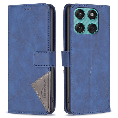 BINFEN COLOR For Motorola Edge 60 5G / 60 Fusion 5G Phone Case Wallet Stand Geometry Imprinted Leather Cover