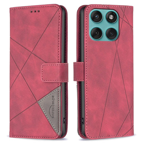 BINFEN COLOR For Motorola Edge 60 5G / 60 Fusion 5G Phone Case Wallet Stand Geometry Imprinted Leather Cover