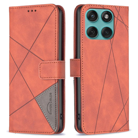 BINFEN COLOR For Motorola Edge 60 5G / 60 Fusion 5G Phone Case Wallet Stand Geometry Imprinted Leather Cover