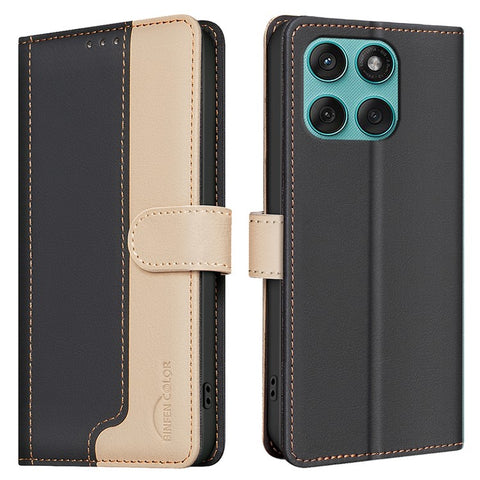 BINFEN COLOR BF33 For Motorola Edge 60 5G / 60 Fusion 5G Leather Case Splicing Color RFID Blocking Wallet Stand Phone Cover