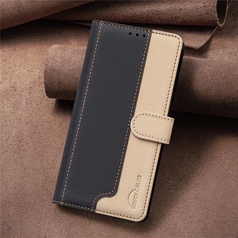 BINFEN COLOR BF33 For Motorola Edge 60 5G / 60 Fusion 5G Leather Case Splicing Color RFID Blocking Wallet Stand Phone Cover