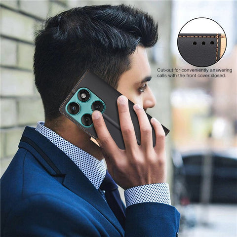BINFEN COLOR BF33 For Motorola Edge 60 5G / 60 Fusion 5G Leather Case Splicing Color RFID Blocking Wallet Stand Phone Cover