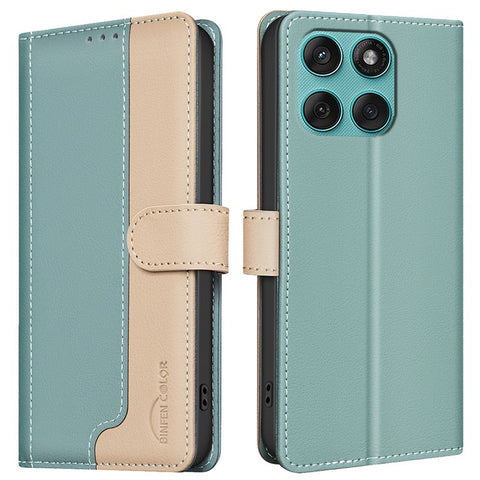 BINFEN COLOR BF33 For Motorola Edge 60 5G / 60 Fusion 5G Leather Case Splicing Color RFID Blocking Wallet Stand Phone Cover