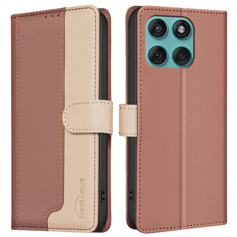 BINFEN COLOR BF33 For Motorola Edge 60 5G / 60 Fusion 5G Leather Case Splicing Color RFID Blocking Wallet Stand Phone Cover