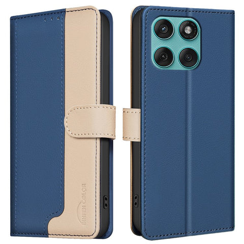 BINFEN COLOR BF33 For Motorola Edge 60 5G / 60 Fusion 5G Leather Case Splicing Color RFID Blocking Wallet Stand Phone Cover
