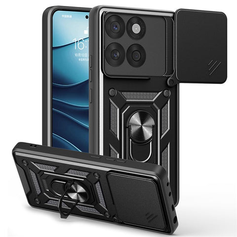 For Motorola Edge 60 5G / 60 Fusion 5G Case with Slide Camera Lid PC + TPU Kickstand Phone Cover