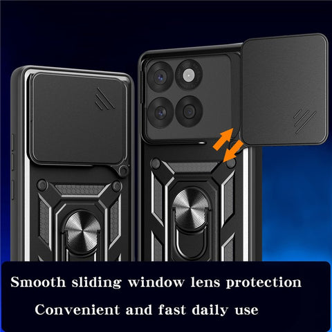 For Motorola Edge 60 5G / 60 Fusion 5G Case with Slide Camera Lid PC + TPU Kickstand Phone Cover