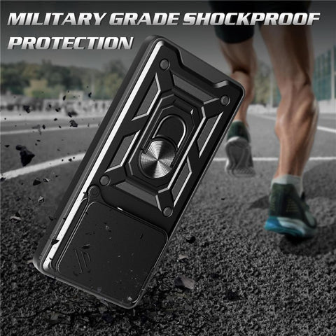 For Motorola Edge 60 5G / 60 Fusion 5G Case with Slide Camera Lid PC + TPU Kickstand Phone Cover