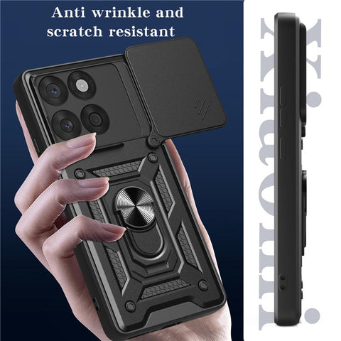 For Motorola Edge 60 5G / 60 Fusion 5G Case with Slide Camera Lid PC + TPU Kickstand Phone Cover