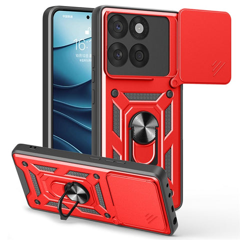 For Motorola Edge 60 5G / 60 Fusion 5G Case with Slide Camera Lid PC + TPU Kickstand Phone Cover