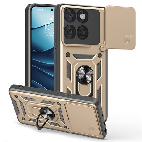 For Motorola Edge 60 5G / 60 Fusion 5G Case with Slide Camera Lid PC + TPU Kickstand Phone Cover
