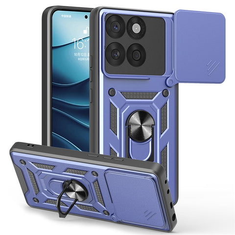 For Motorola Edge 60 5G / 60 Fusion 5G Case with Slide Camera Lid PC + TPU Kickstand Phone Cover