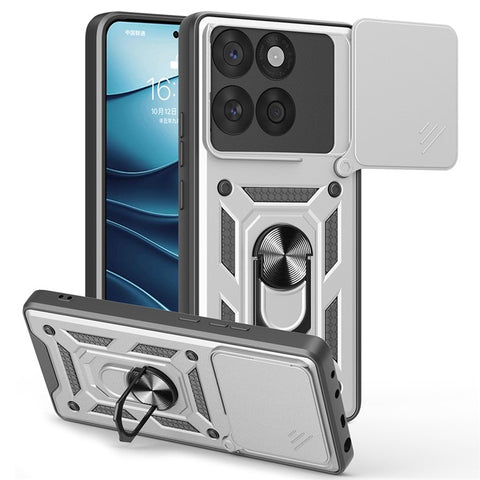 For Motorola Edge 60 5G / 60 Fusion 5G Case with Slide Camera Lid PC + TPU Kickstand Phone Cover
