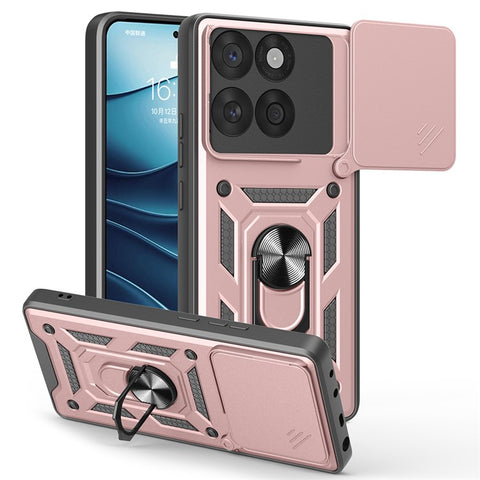 For Motorola Edge 60 5G / 60 Fusion 5G Case with Slide Camera Lid PC + TPU Kickstand Phone Cover