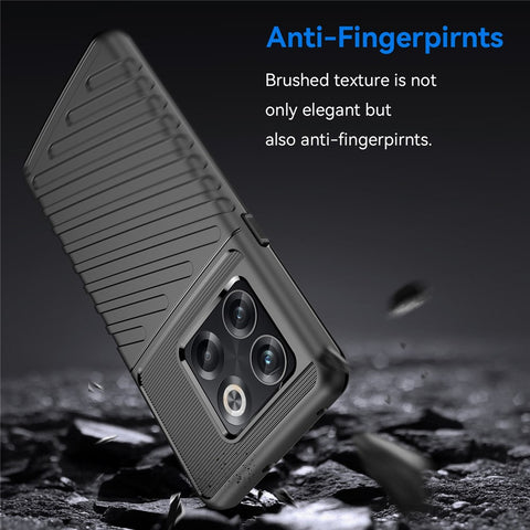 For OnePlus 10T 5G / Ace Pro 5G Thunder Series Twill Texture Anti-Slip Case Thickened TPU Shockproof Cover Phone Protector