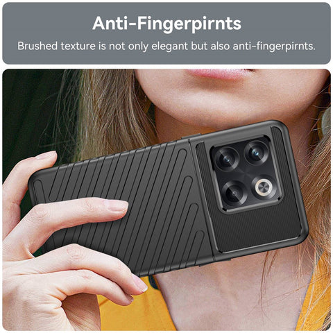 For OnePlus 10T 5G / Ace Pro 5G Thunder Series Twill Texture Anti-Slip Case Thickened TPU Shockproof Cover Phone Protector